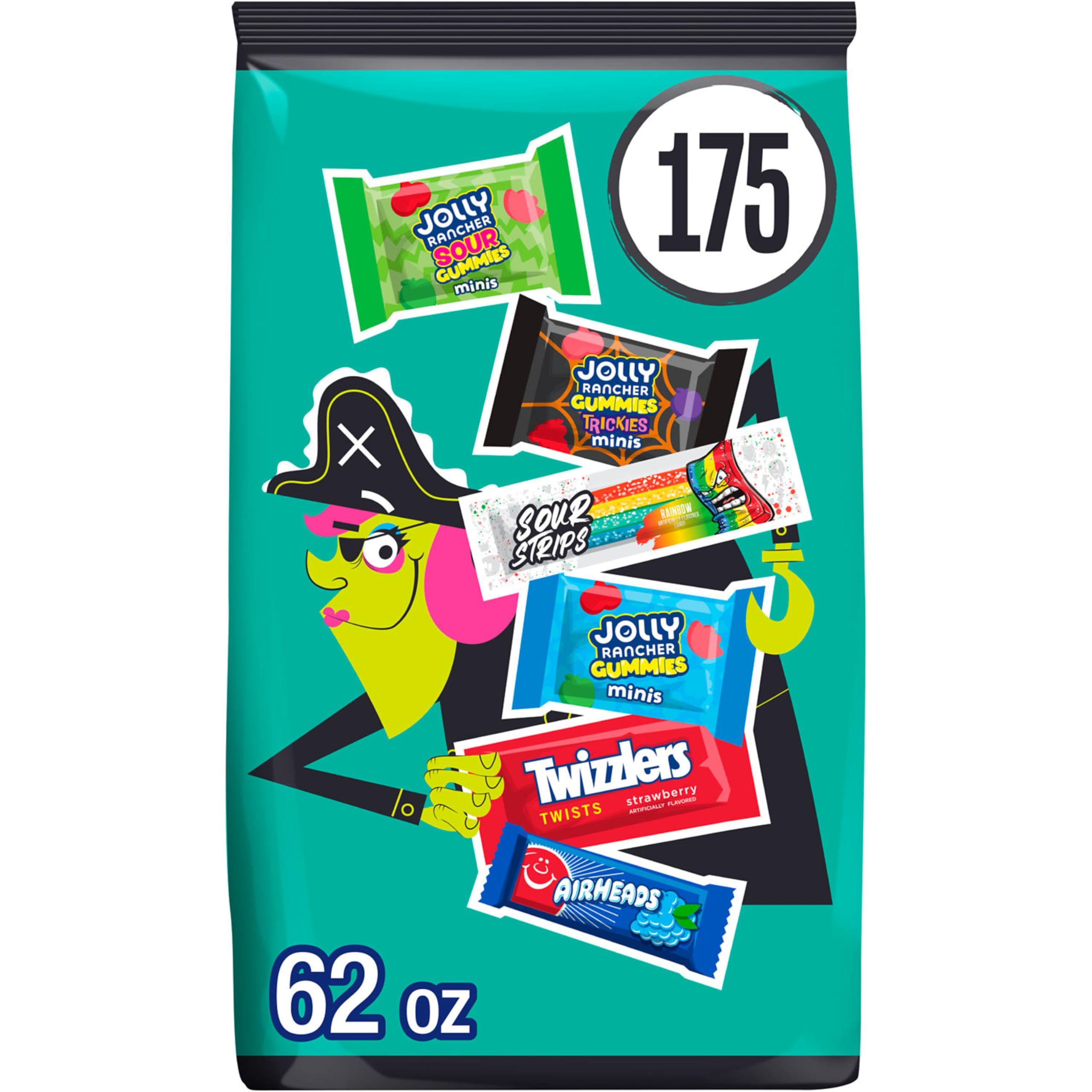 Jolly Rancher front packaging showing 62 oz bulk bag and variety branding