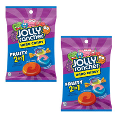 Jolly Rancher front packaging showing two-pack and colorful flavors for grab-and-go enjoyment