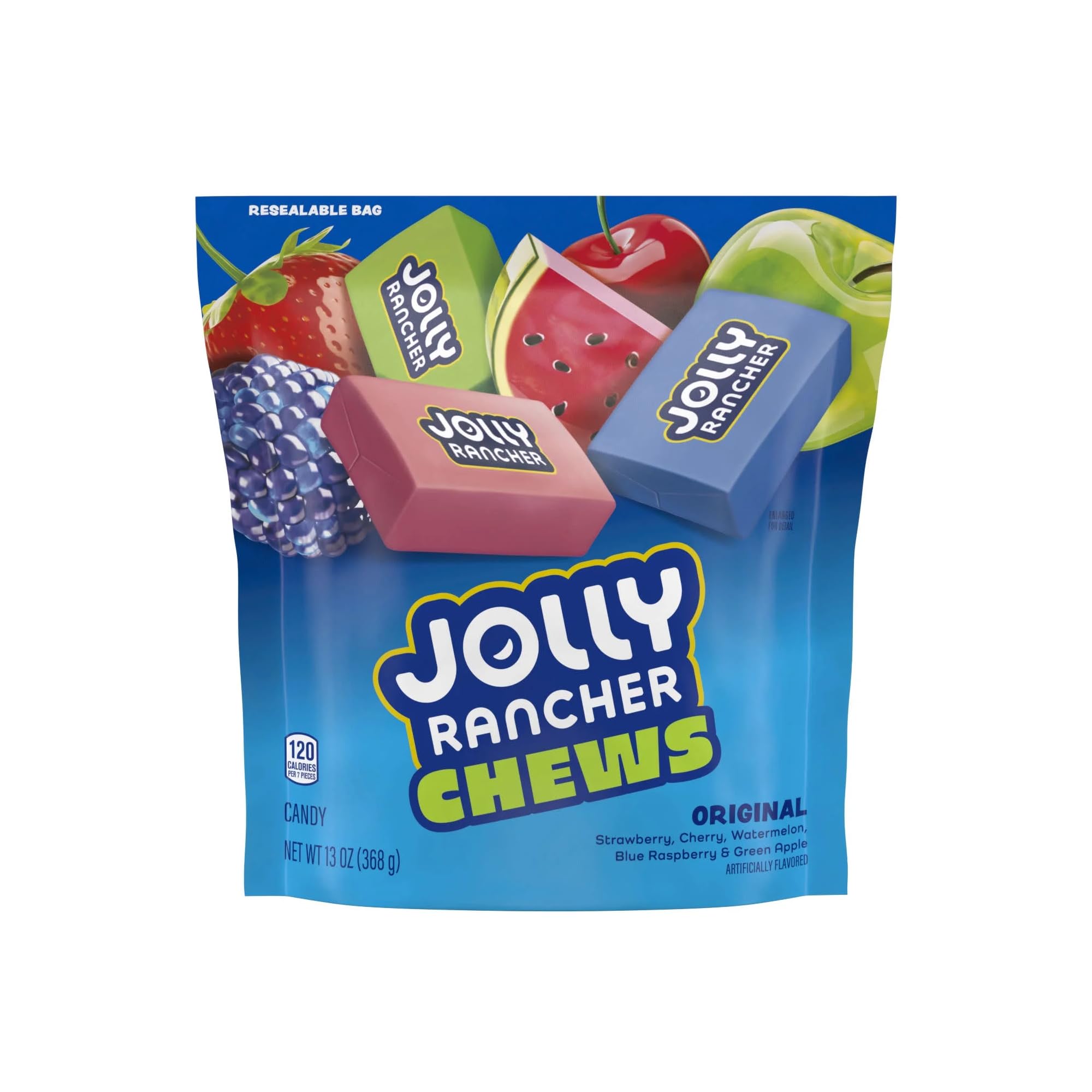 Jolly Rancher open resealable bag revealing soft chews for freshness