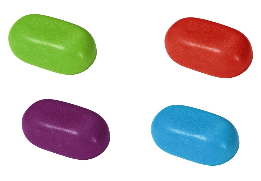 Jolly Rancher piece held in hand illustrating size and on-the-go convenience