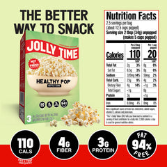 Jolly Time bag closeup showing seal and label for freshness benefit
