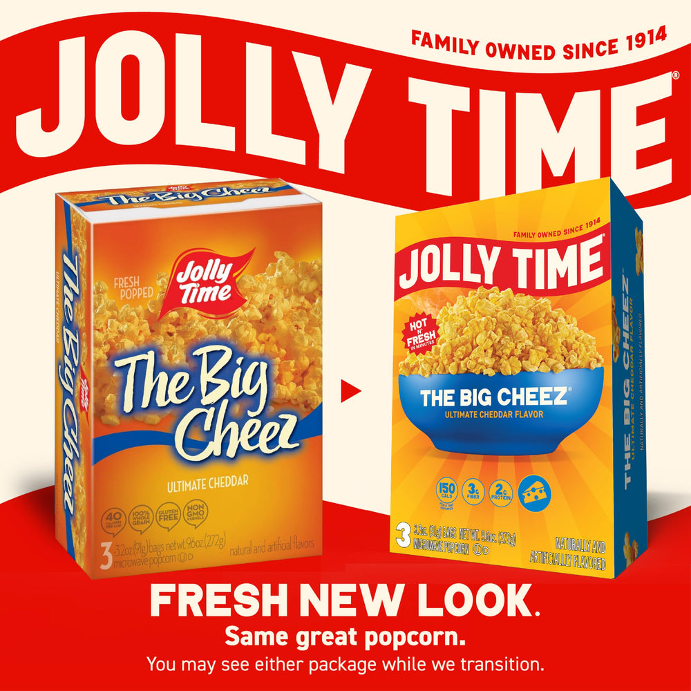 Jolly Time cheese popcorn served in bowl ready to eat showing shareable snack benefit