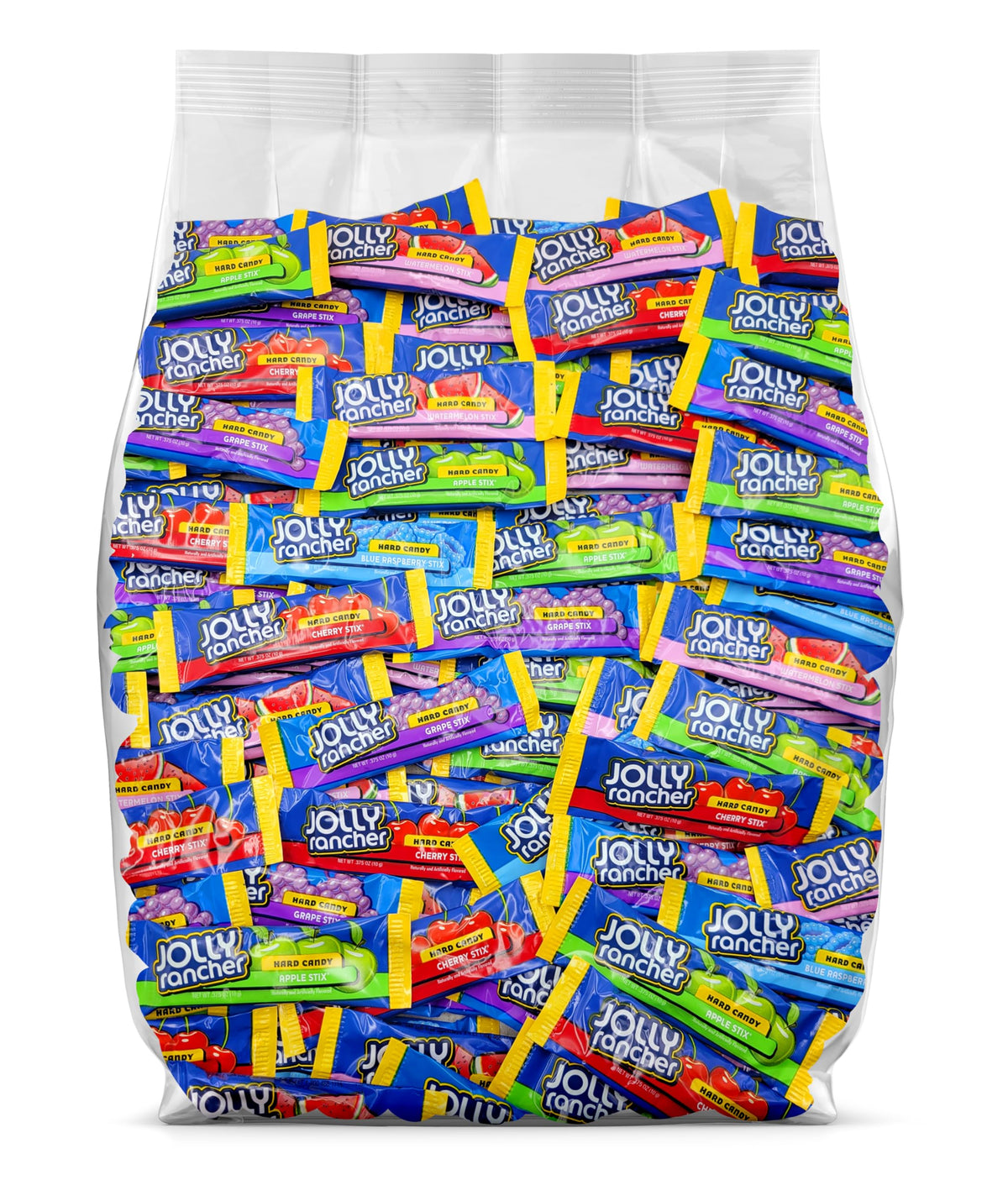 Yummy Chew JollyRancher front packaging showing 50-piece bulk bag, clear and ready for events