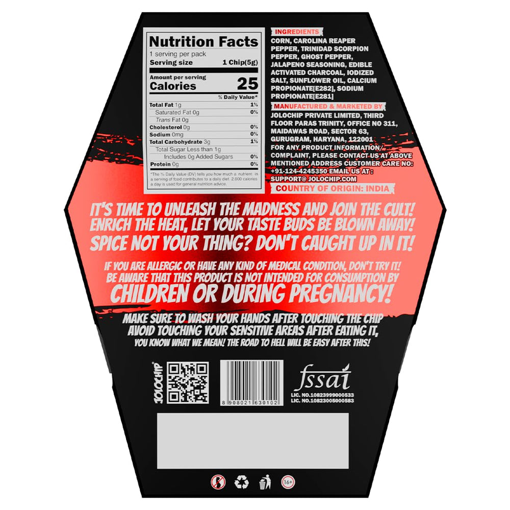 JOLOCHIP single jet-black chip close-up highlighting its concentrated seasoning and novelty