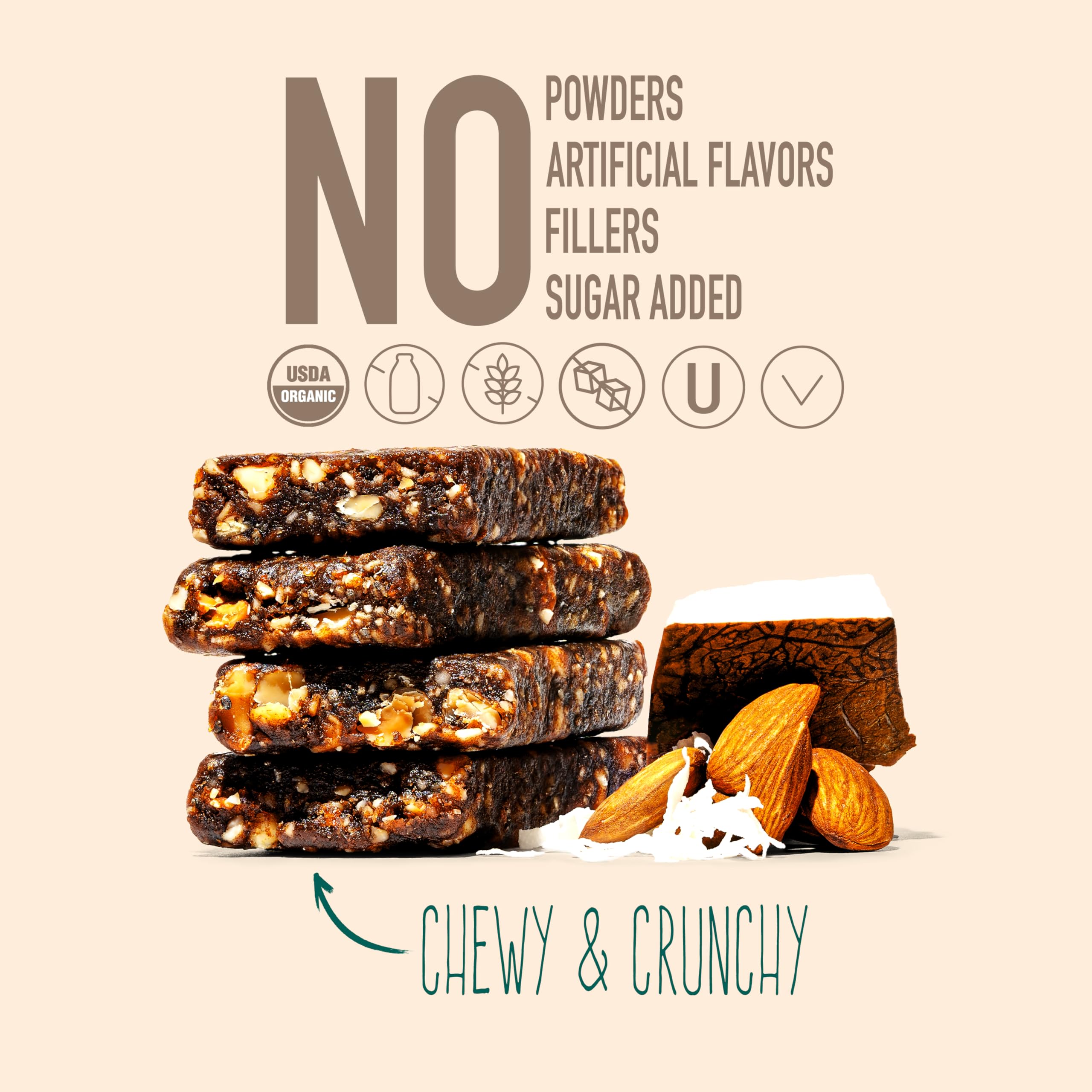 jonesbar single bar unwrapped with visible nuts and fruit for honest ingredient view