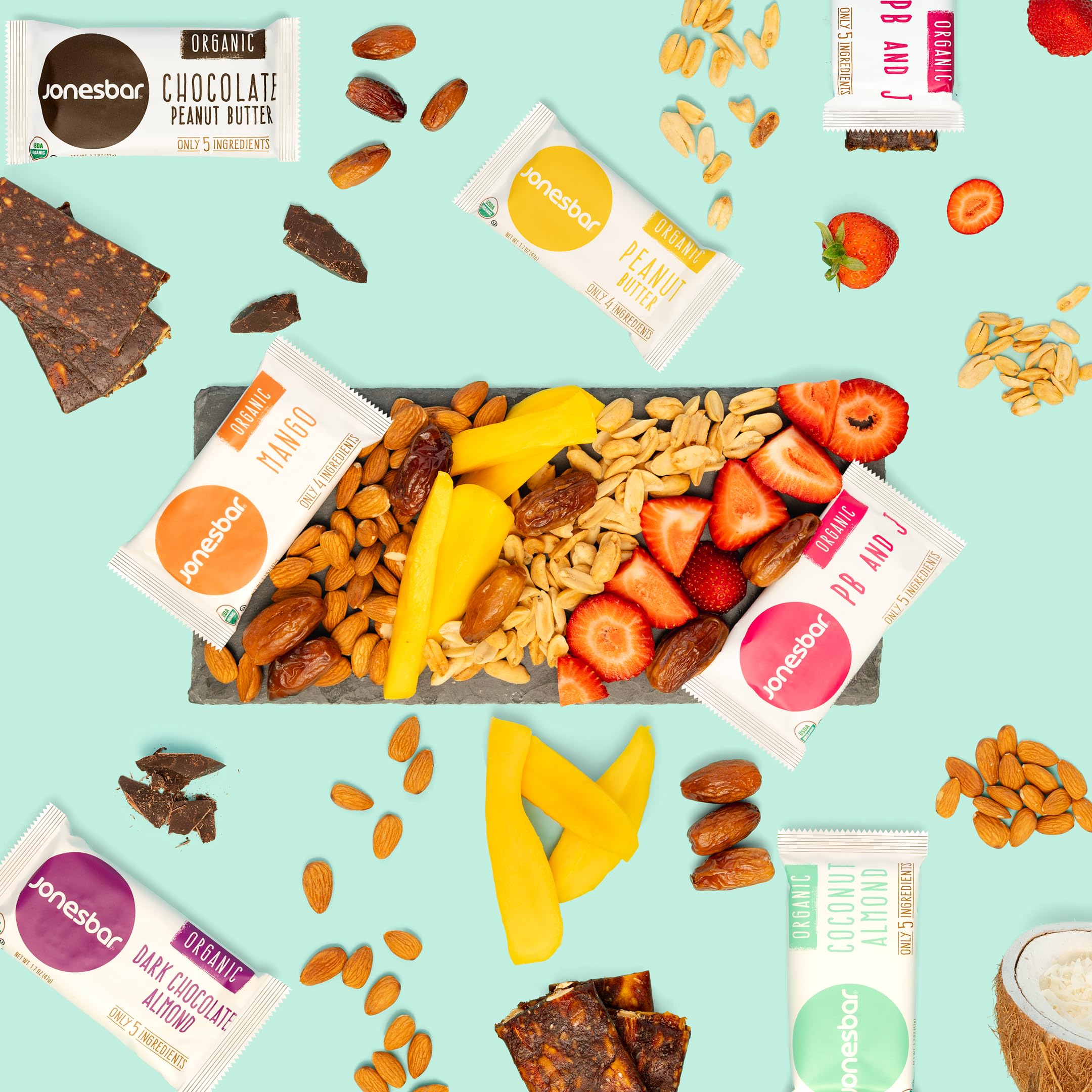 jonesbar packed in a lunchbox with fruit for a balanced kid-friendly snack