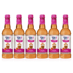Jordan's Skinny Mixes caramel front packaging showing bottle and label benefits