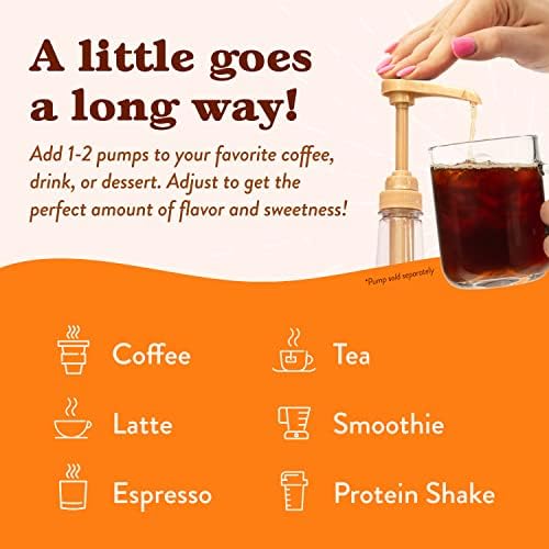 Jordan's Skinny Mixes caramel bottle next to measuring spoon showing serving size