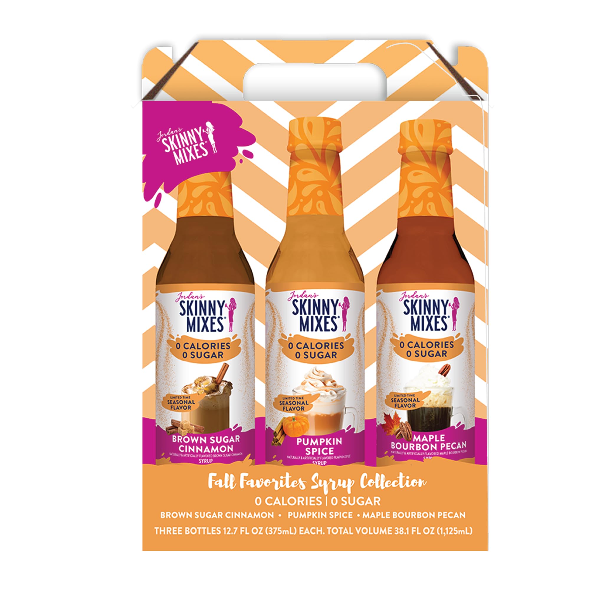 Jordan's Skinny Mixes front bottle view showing label and 25.4 fl oz size for pantry convenience