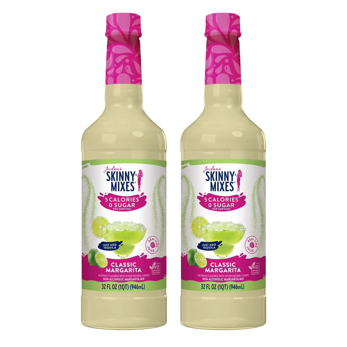 Jordan's Skinny Mixes front bottle view showing label and zero-sugar benefit