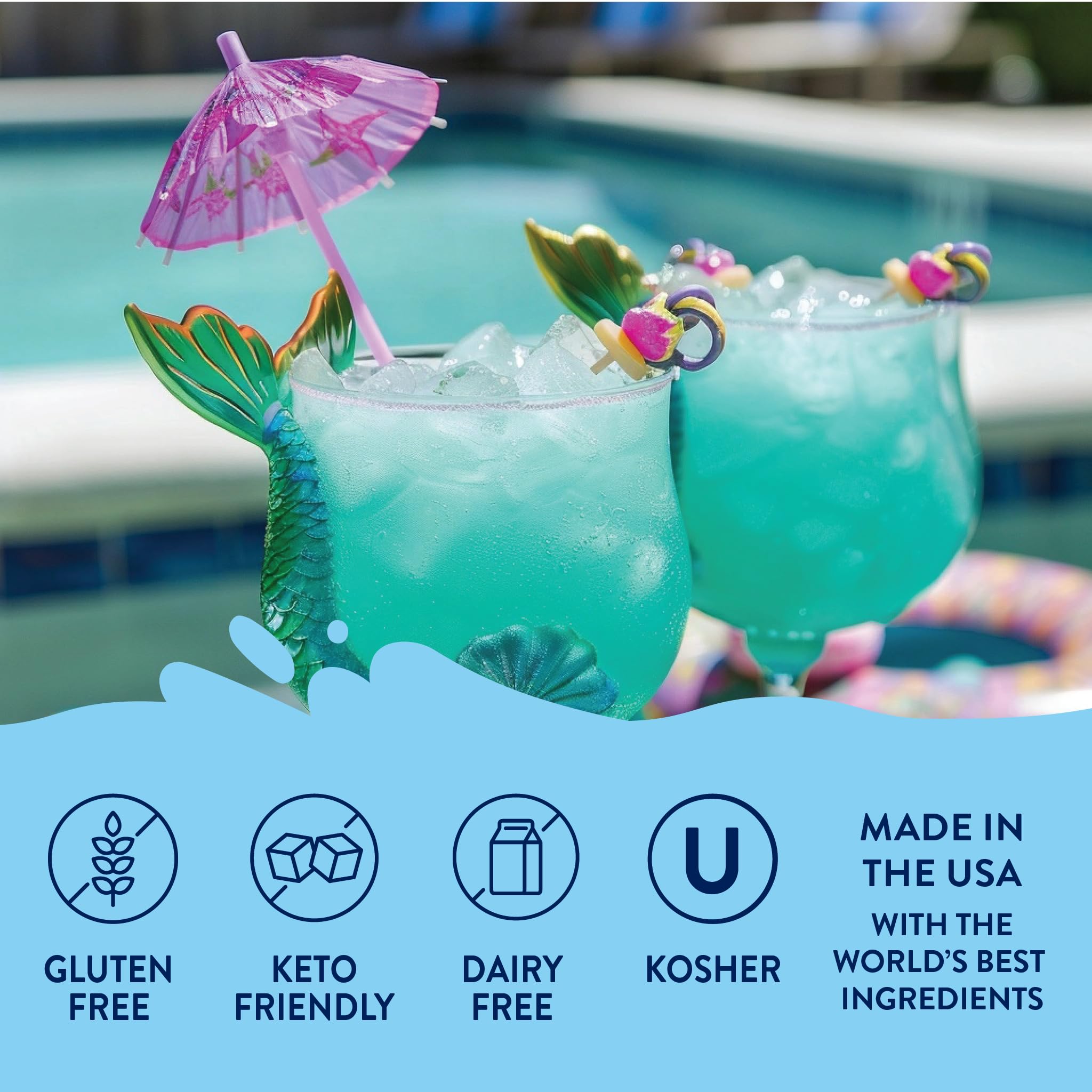Jordan's Skinny Mixes syrup pouring close-up into a glass, smooth texture and quick mixing