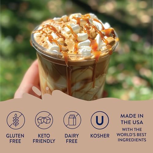 Jordan's Skinny Mixes close-up drizzle highlighting smooth caramel texture