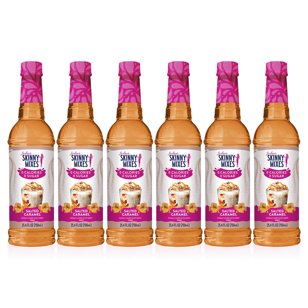 Jordan's Skinny Mixes front label showing salted caramel syrup benefits