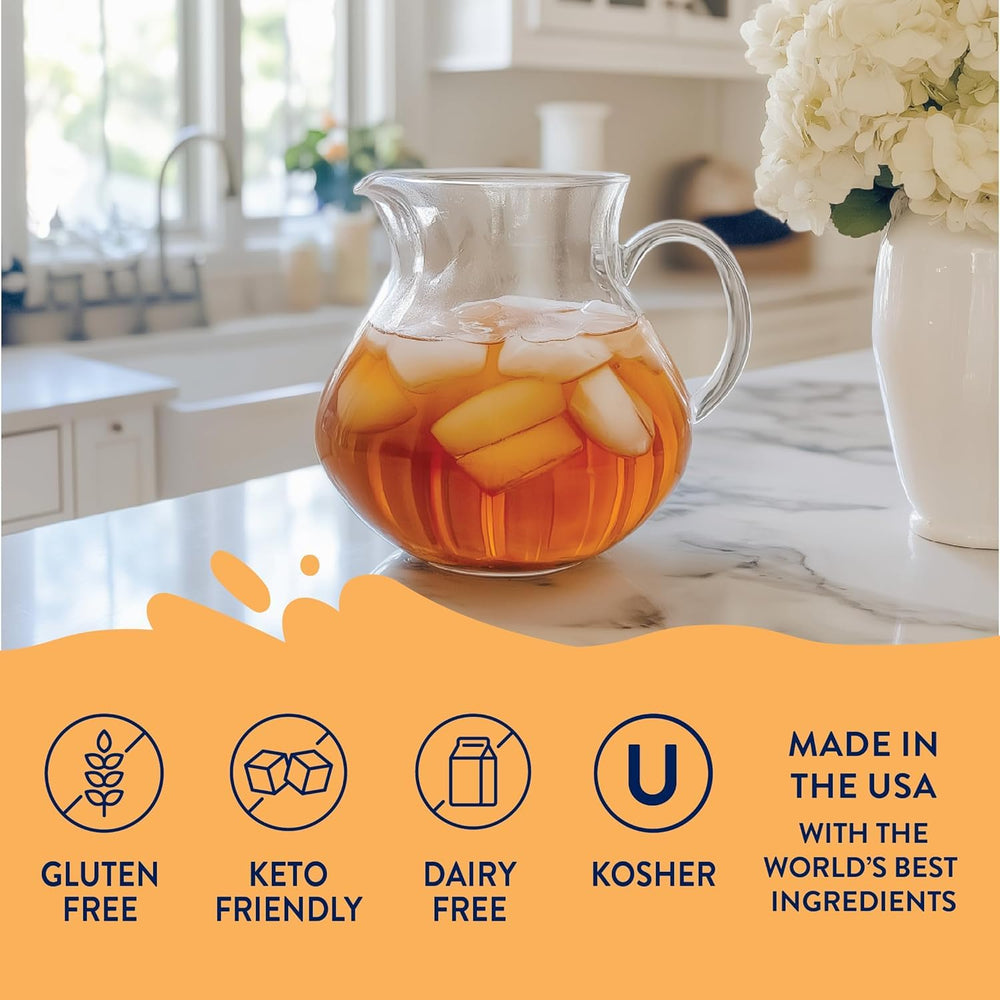 Jordan's Skinny Mixes sweet tea in iced glass highlighting refreshing flavor and zero calories