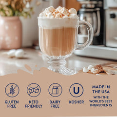 Jordan's Skinny Mixes used in iced latte demonstrating dessert flavor without sugar for enjoyable drinks
