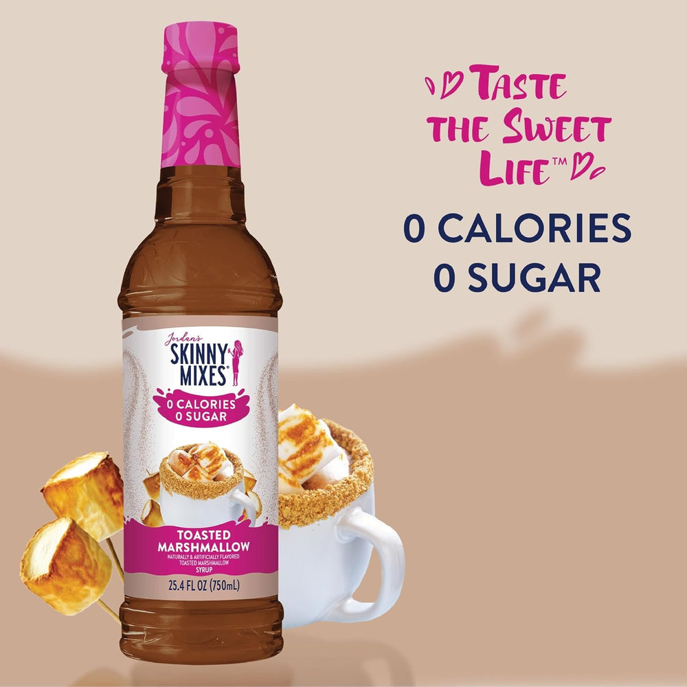 Jordan's Skinny Mixes syrup pouring close-up showing smooth texture and consistent sucralose sweetness