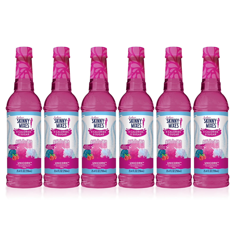 Jordan's Skinny Mixes front label showing Unicorn syrup and benefits