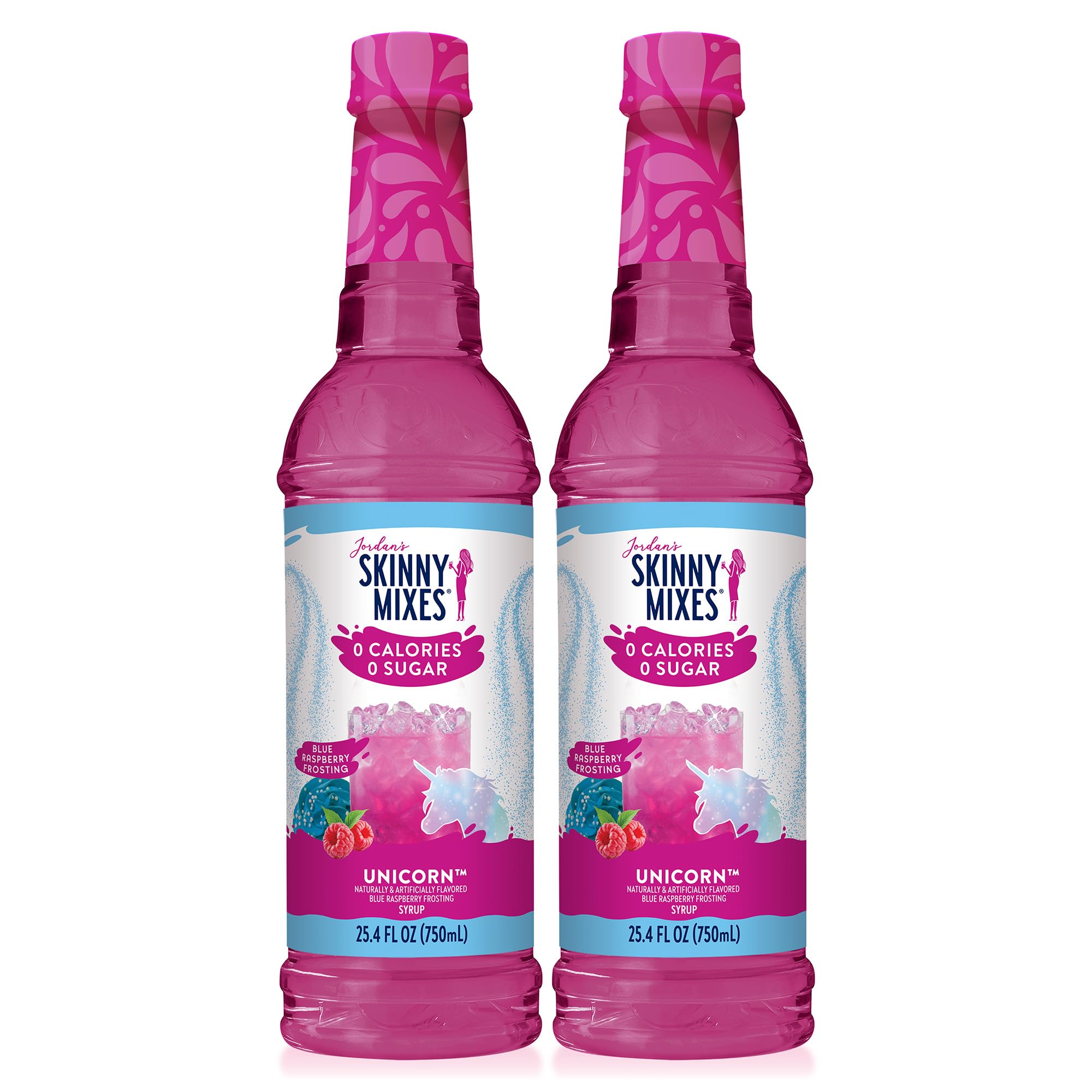 Jordan's Skinny Mixes Unicorn front bottle showing label and size, highlights sugar-free benefit