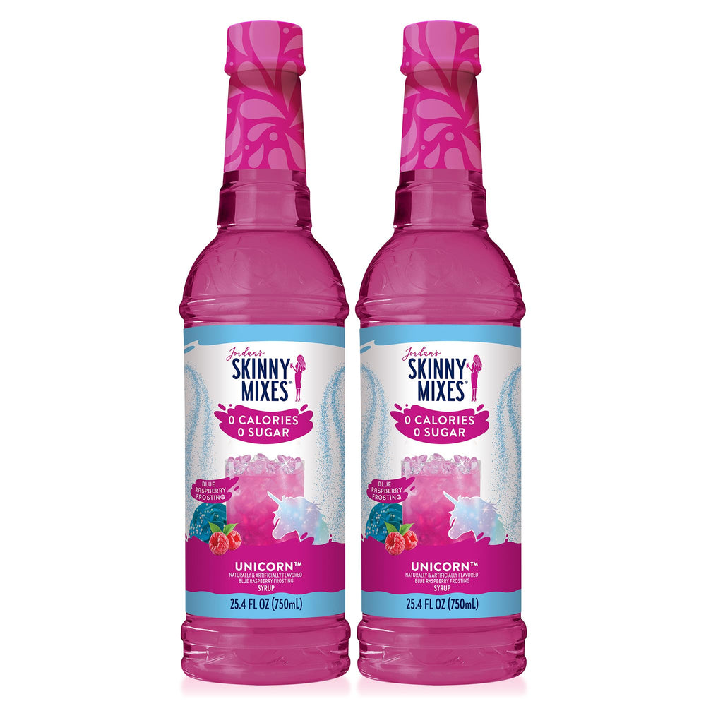 Jordan's Skinny Mixes Unicorn front bottle showing label and size, highlights sugar-free benefit