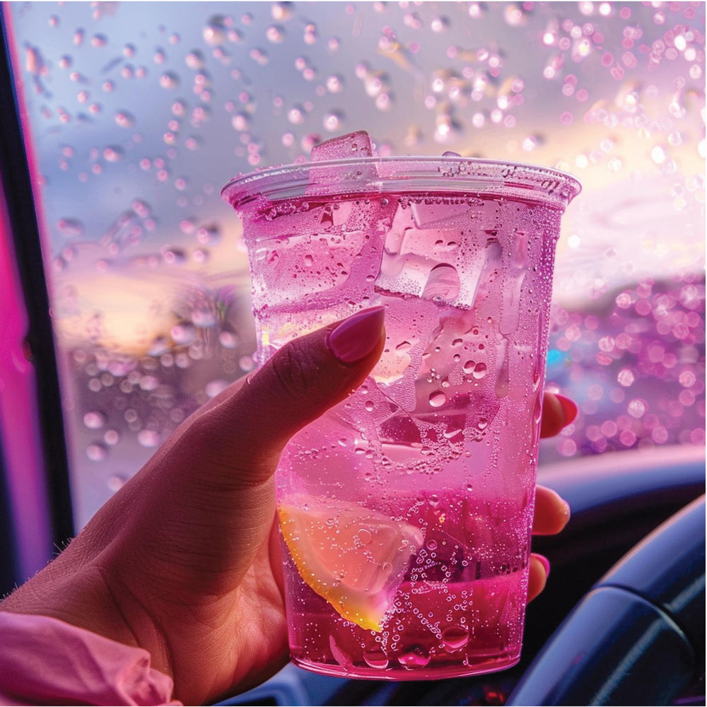 Jordan's Skinny Mixes Unicorn syrup blended into iced coffee for creamy taste