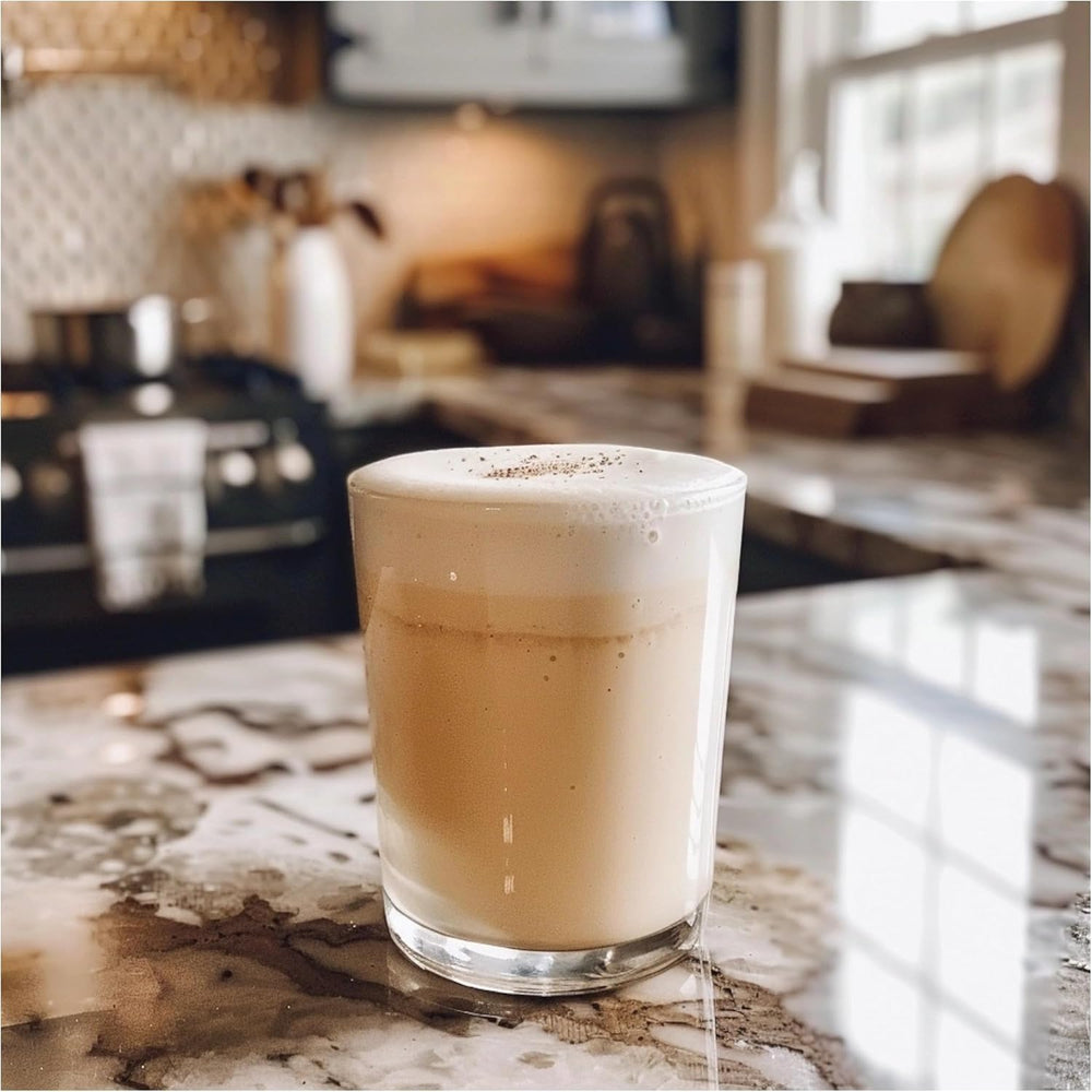 Syrup stirred into a protein shake showing Jordan's Skinny Mixes improves taste
