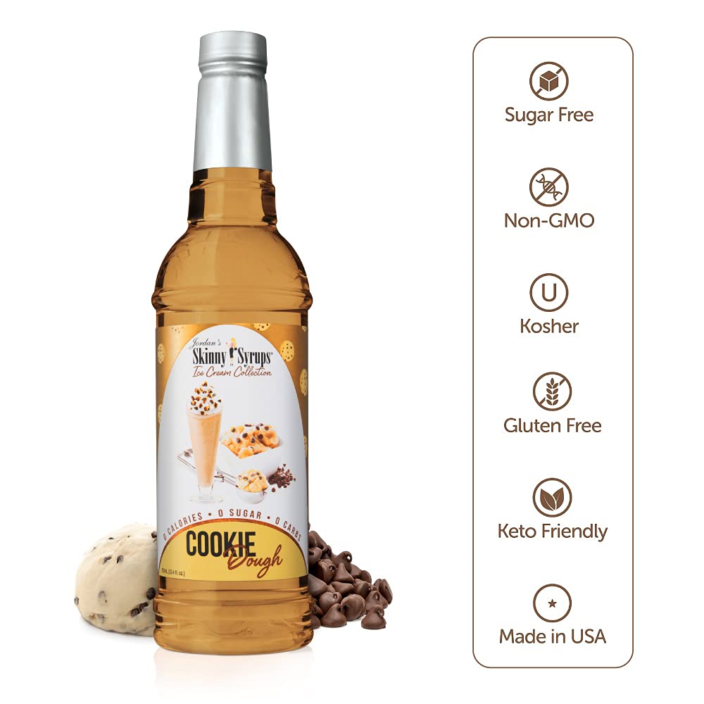 Jordan's Skinny Syrups pour close-up showing syrup texture and easy pouring benefit