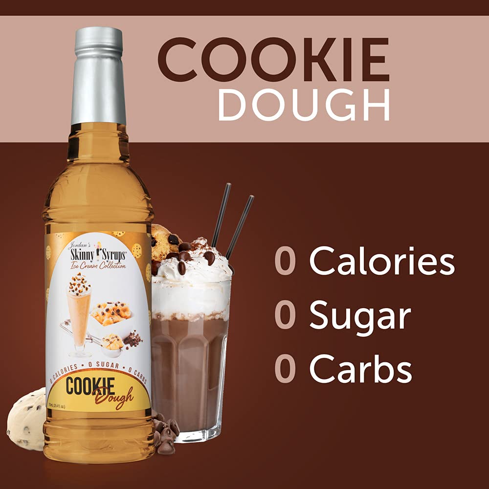 Jordan's Skinny Syrups next to milk and cookies ingredients showing recipe versatility