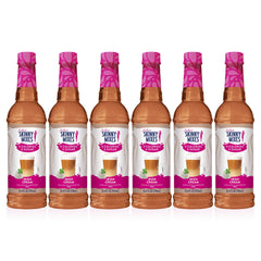 Jordan's Skinny Syrups front pack showing six 25.4 oz bottles and branding benefit