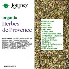 Journey Spice Co. open jar revealing dried herb texture and aroma for fresh seasoning
