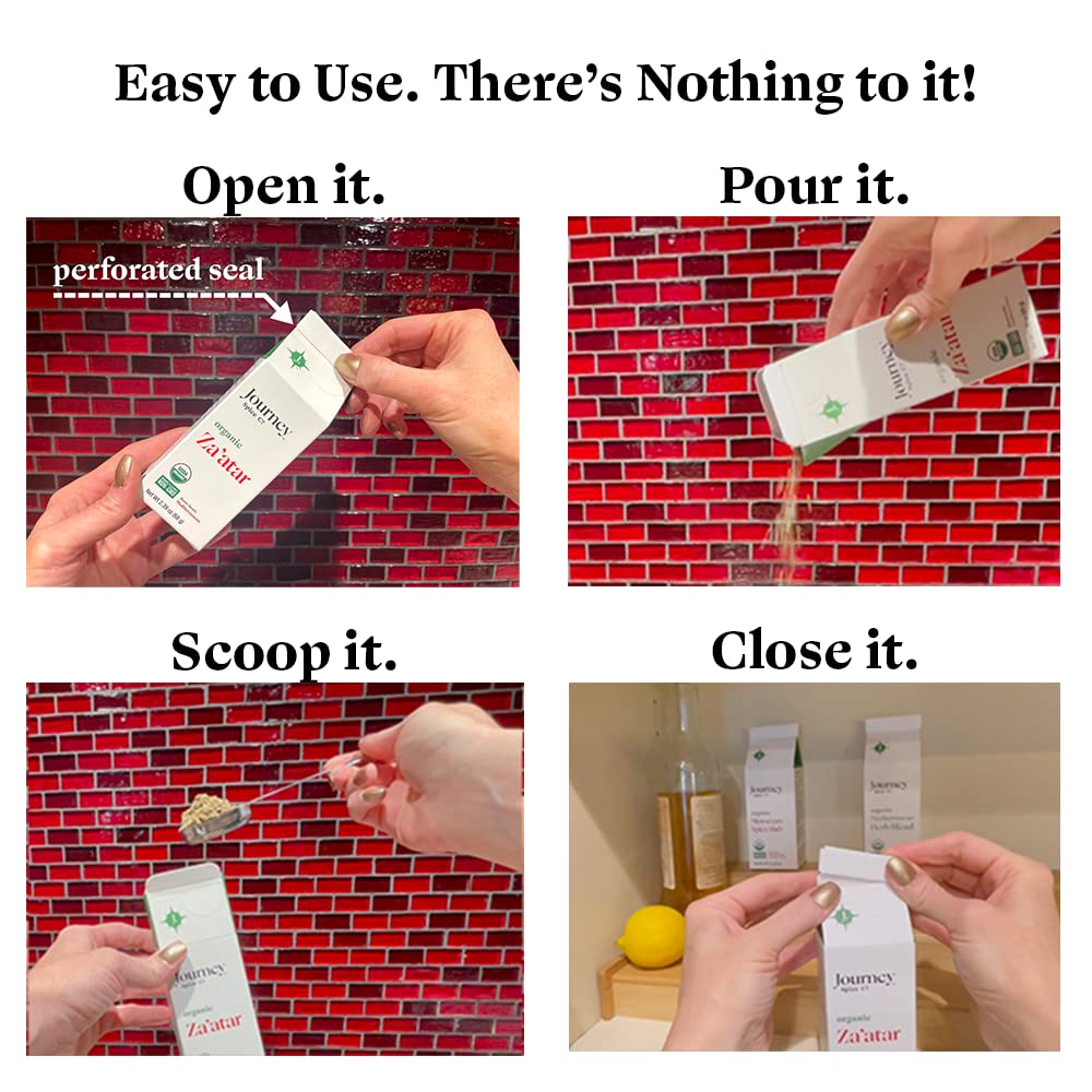 Journey Spice Co. jar in a kitchen scene showing sustainable packaging and use