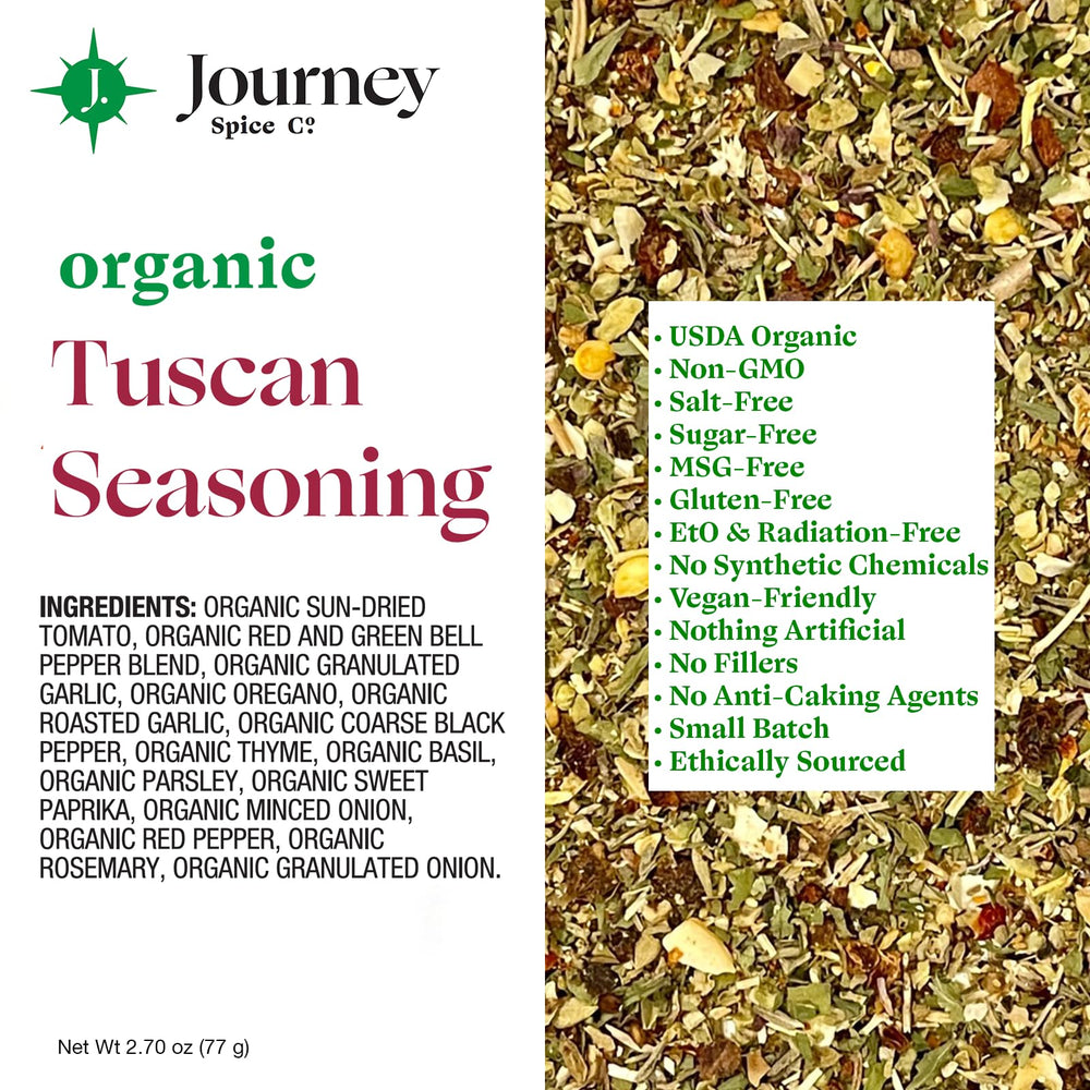 Journey Spice Co. jar opened with spoon, showing easy scooping and fresh aroma