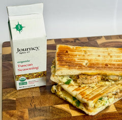 Journey Spice Co. seasoning rubbed on steak adding savory Tuscan flavor