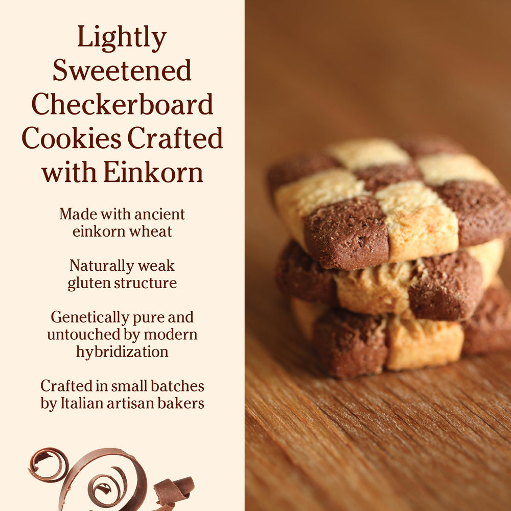Jovial checkerboard ingredient label highlighting einkorn and organic sourcing