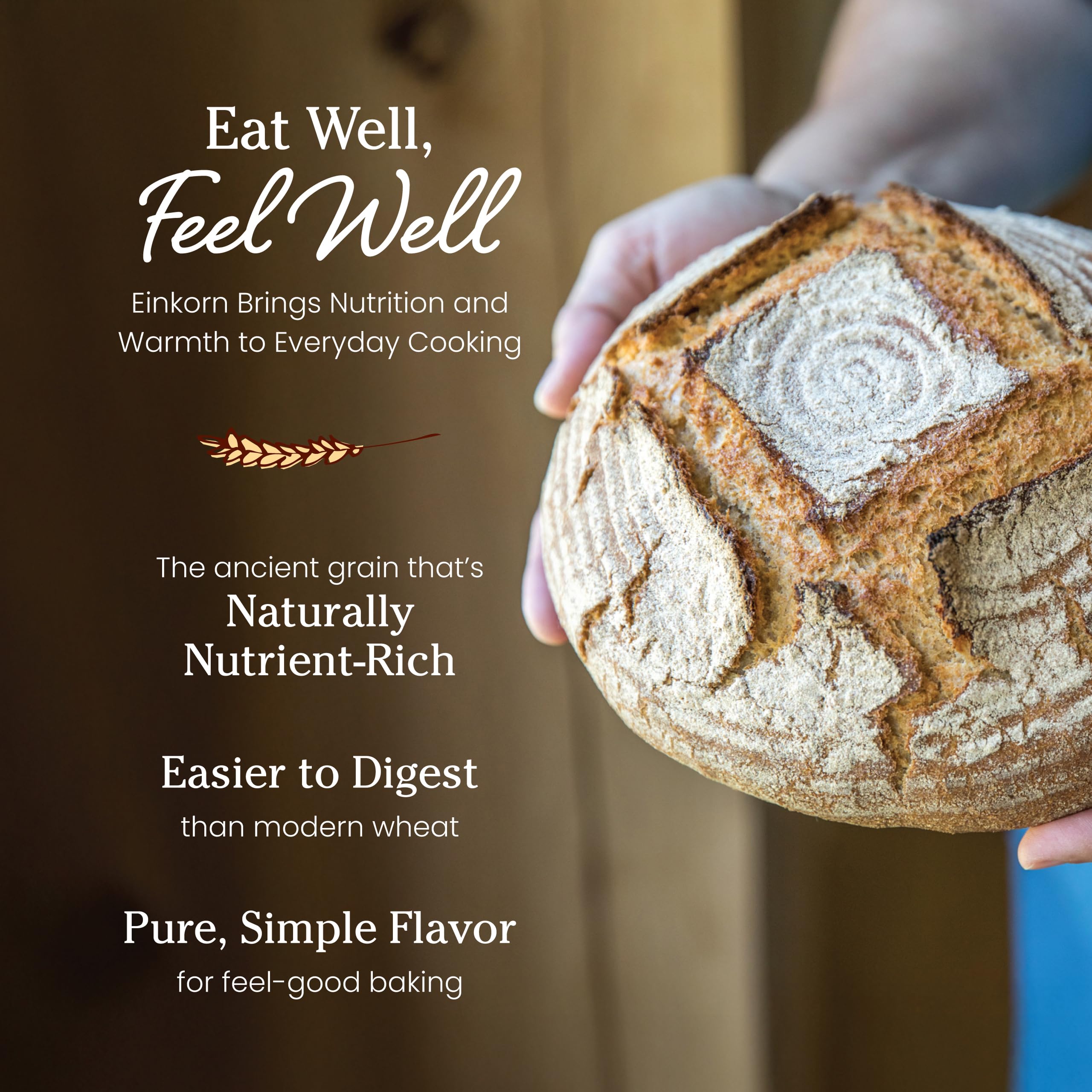 Jovial baker stretching einkorn dough, demonstrating gentler handling benefit