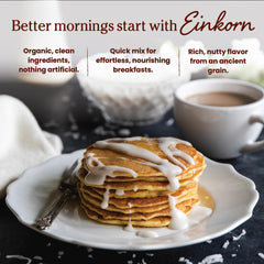 Close-up of Jovial mix texture highlighting fine einkorn flour and easy mixing benefit