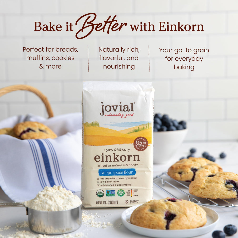Jovial flour beside measuring scale showing accurate portioning benefit