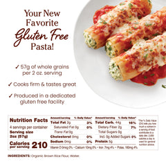 Jovial unboxed brown rice manicotti shells showing shape and ready-to-stuff benefit