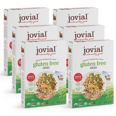 Jovial front packaging showing organic brown rice orzo and product benefit