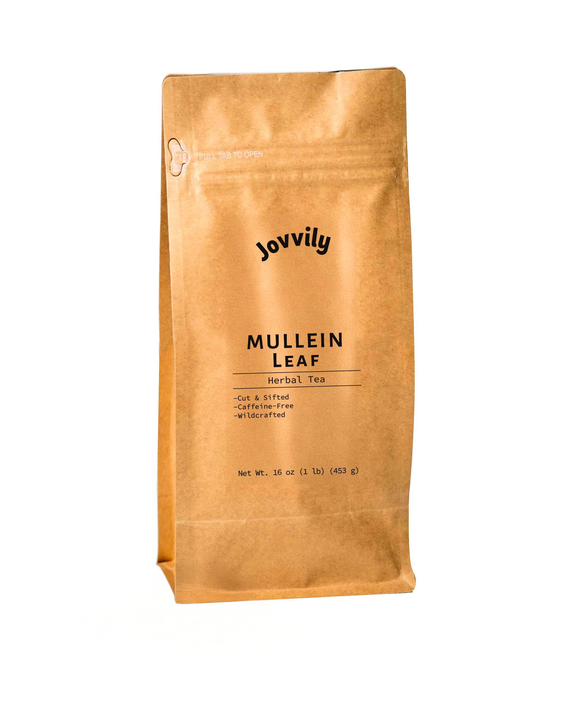 Jovvily mullein leaf front-of-package showing label and net weight
