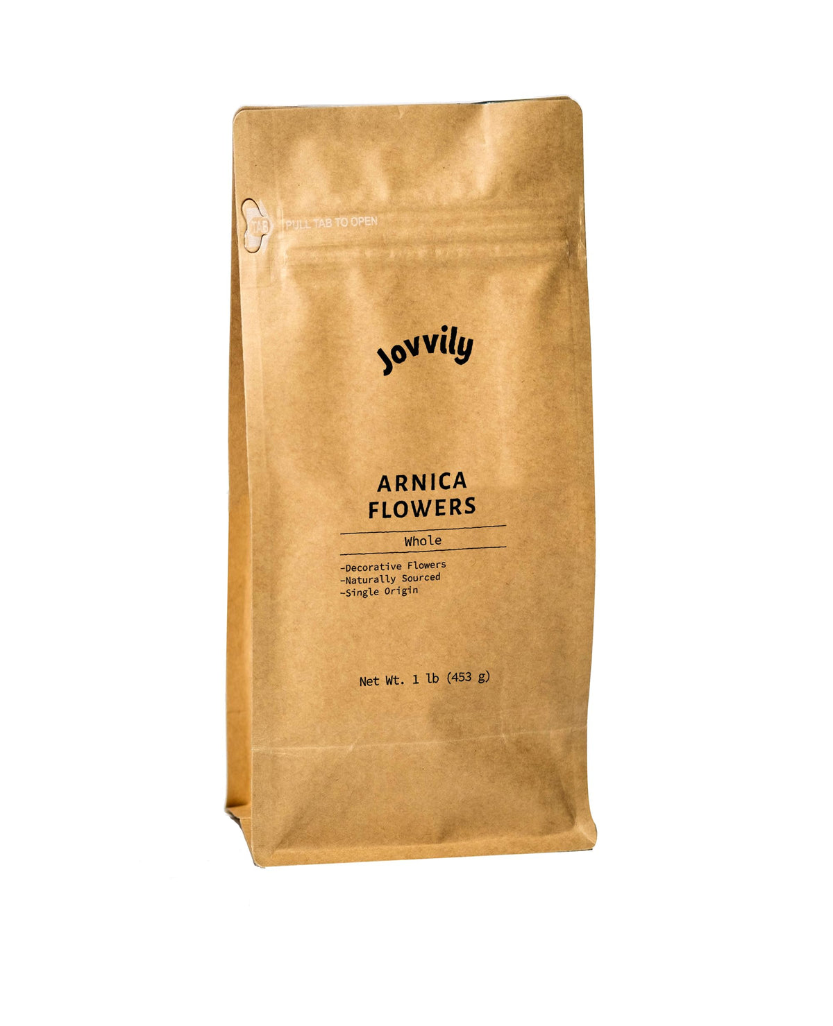 Jovvily front packaging showing resealable 1 lb bag and clear label benefit
