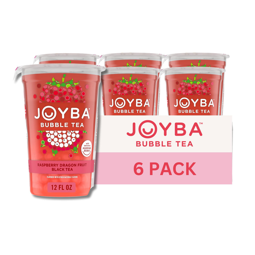 JOYBA front packaging showing six-pack and bold raspberry dragonfruit branding for quick purchase