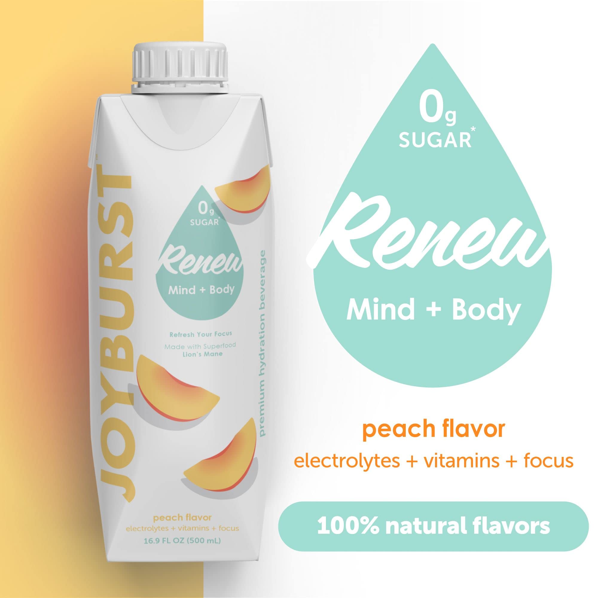 JOYBURST close-up label highlighting electrolytes and B vitamins for clarity