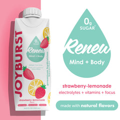 JOYBURST close label detail highlighting electrolytes, B-vitamins and lion's mane benefits