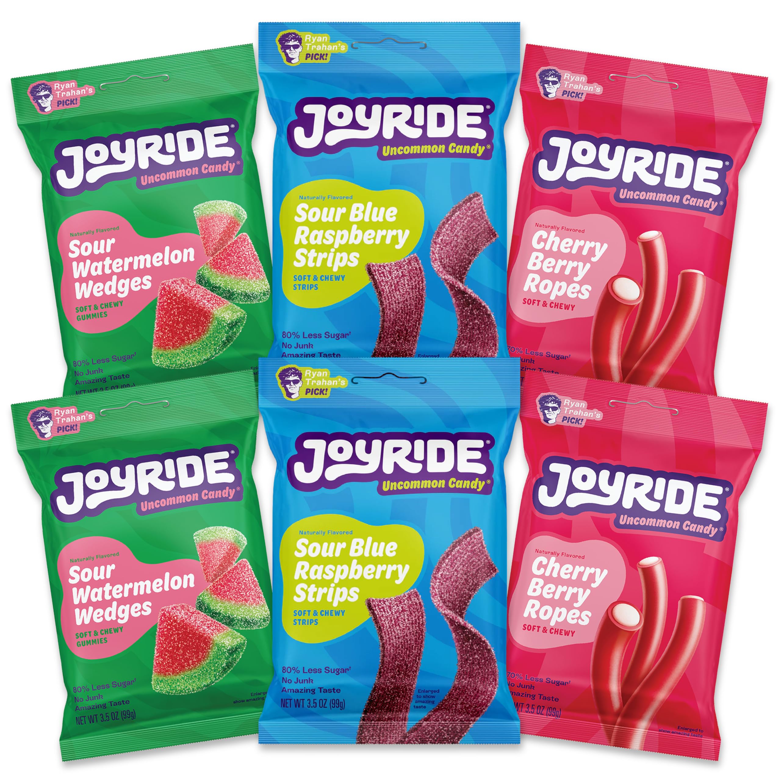 JOYRIDE front packaging showing variety pack and brand promise for cleaner candy