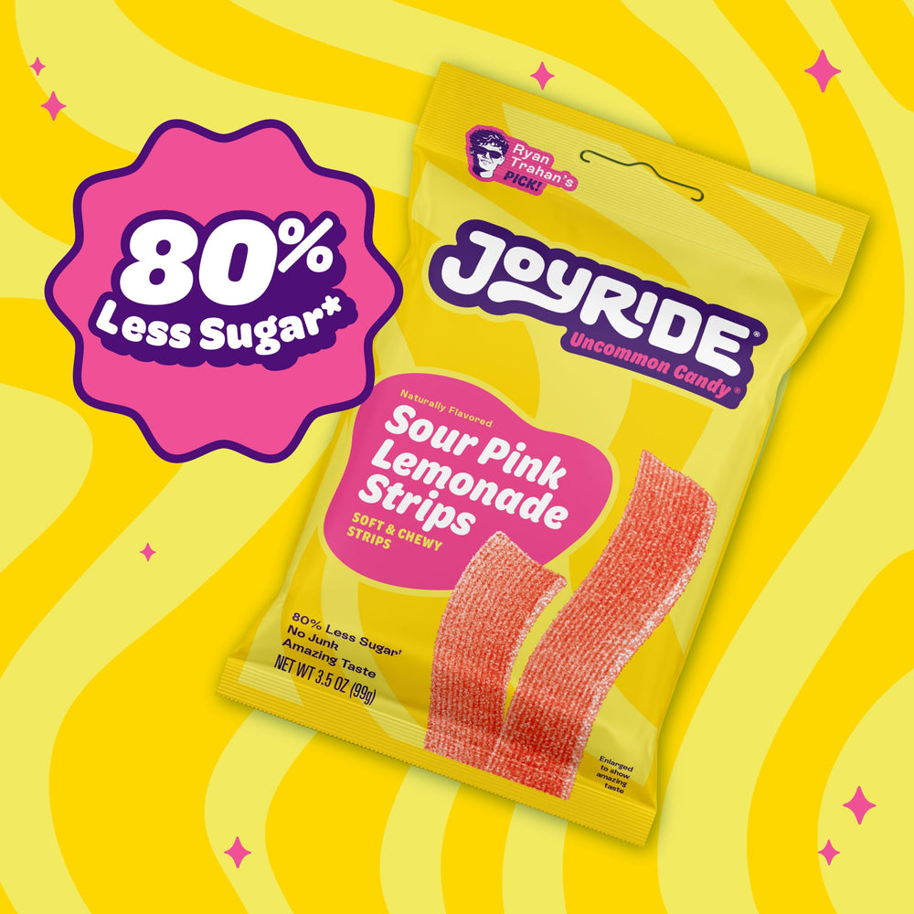 JOYRIDE sour strips plated showing serving suggestion and appetizing presentation