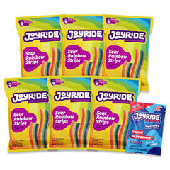 JOYRIDE front packaging showing colorful sour belts and benefits