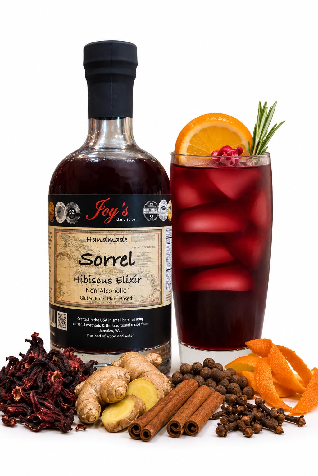 Joy's Island Spice front label showing product name and award badges