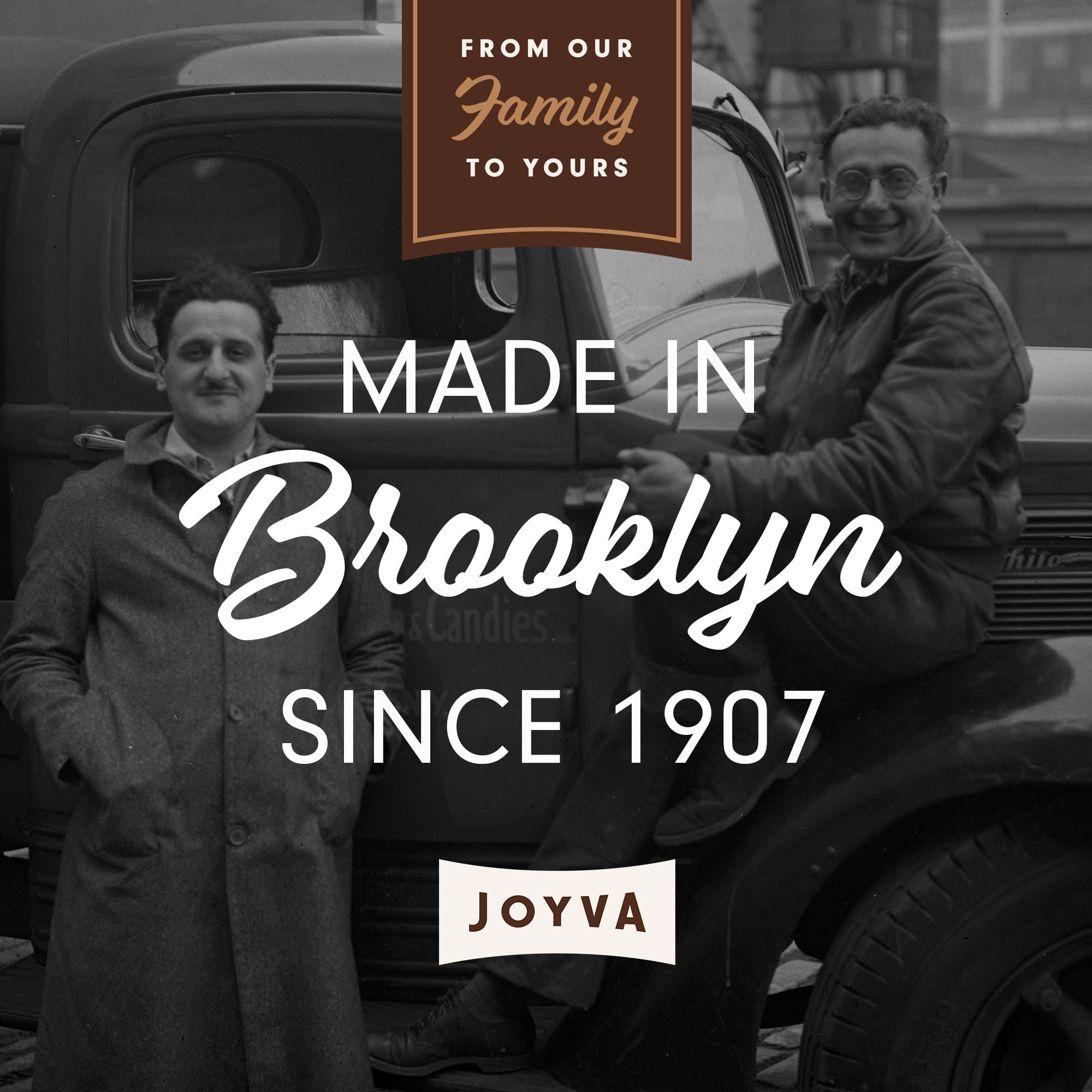 Joyva Halvah in a Brooklyn kitchen lifestyle shot showing handcrafted heritage benefit