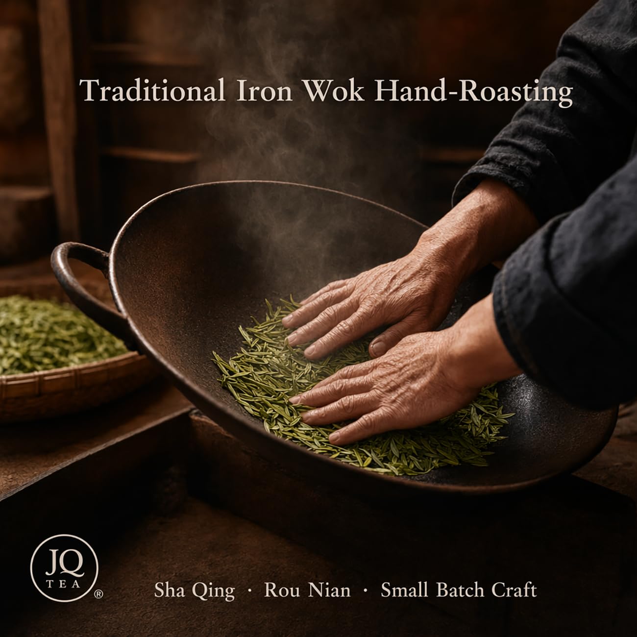 JQ leaves on teaspoon for scale showing portion guidance and convenience