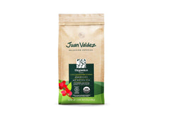 Juan Valdez front packaging showing balanced roast and 16 oz bag benefit freshness